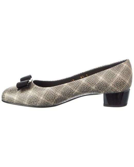 Ferragamo Metallic Vara Canvas Pump