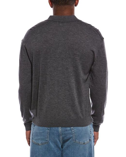 FRAME Gray Superfine Wool Polo Sweater for men