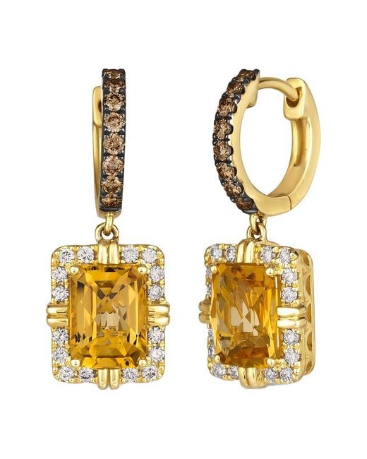 Le Vian Metallic Cinnamon Citrine 14K 3.17 Ct. Tw. Diamond & Citrine Dangle Earrings
