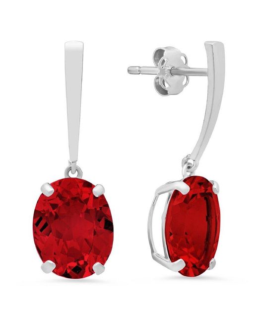 MaxColor Red 14k 5.40 Ct. Tw. Lab-grown Ruby Drop Earrings