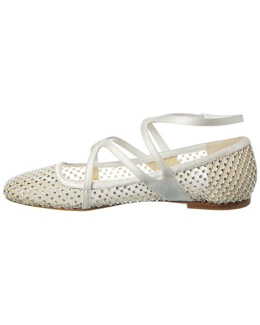 Jimmy Choo White Astoria Leather-trim Flat