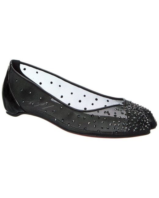 Christian Louboutin Black X Maison Margiela Marlougiela Strass Mesh & Patent Flat