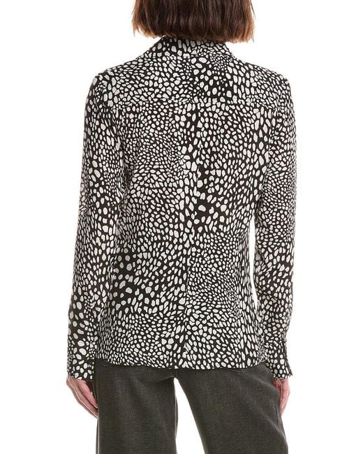 Rag & Bone Gray Sade Silk-Blend Printed Blouse