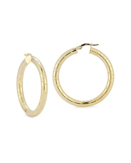 Italian Gold Metallic 14k Bold Thick Quilted Medium Hoops