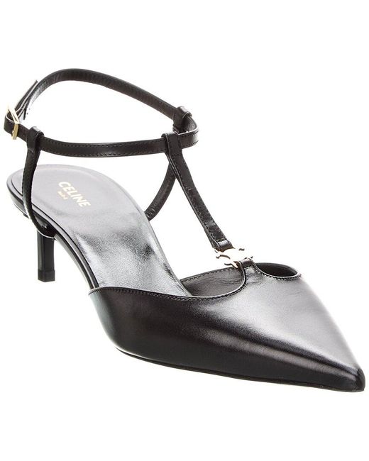 サンダル・ミュール CELINE | KITTEN TRIOMPHE T-BAR STRAP PUMP 352193676C.38NO Celine Kitten T-bar Strap Leather Pump in Black | Lyst
