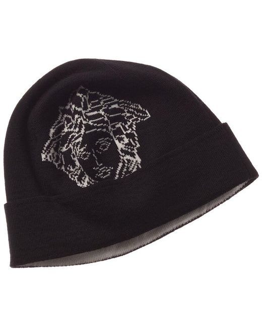 Versace Wool Beanie in Black for Men | Lyst