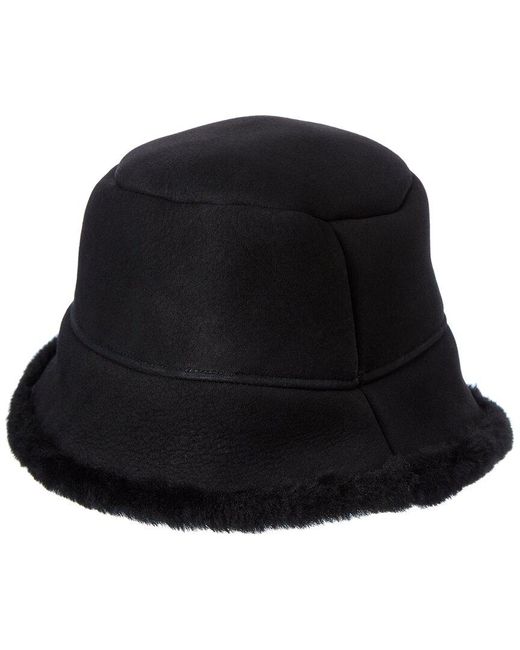 Surell Black Shearling Bucket Hat