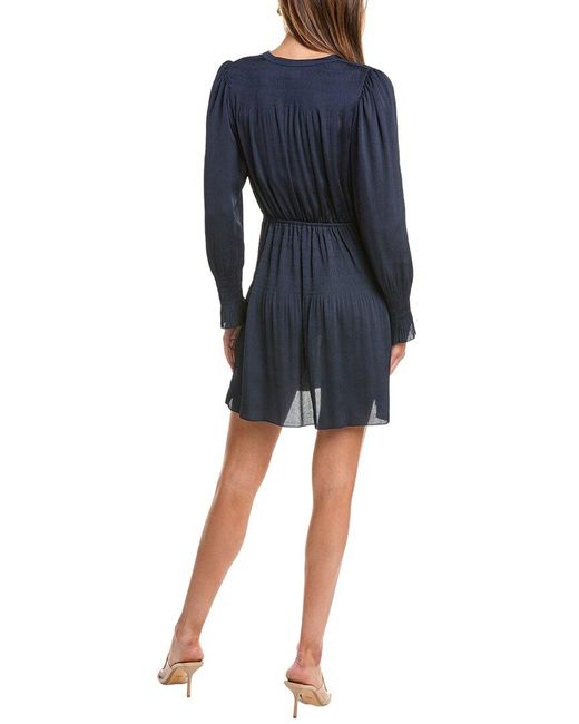 Ba&sh Blue Hammered Satin Mini Dress