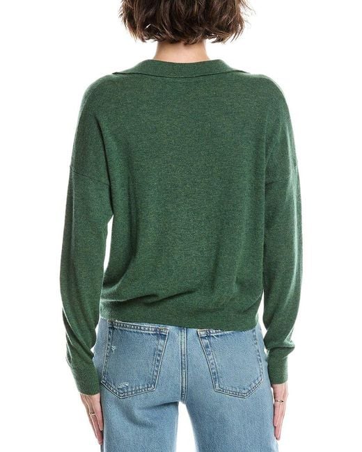 Autumn Cashmere Green Ruffle Jonny Collar Cashmere Sweater