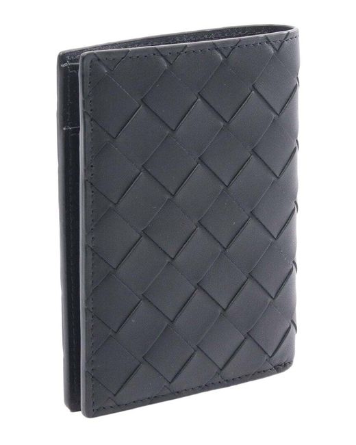 Bottega Veneta Blue Leather Intrecciato Wallet Black (authentic Pre-loved)