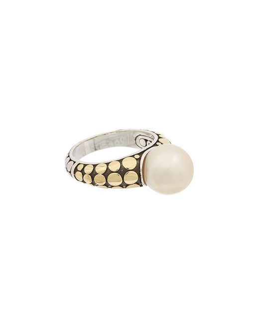 John Hardy White Dot Gold & Silver Pearl Pedestal Ring