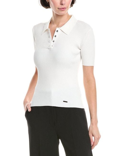 Jason Wu White Ribbed Polo Shirt