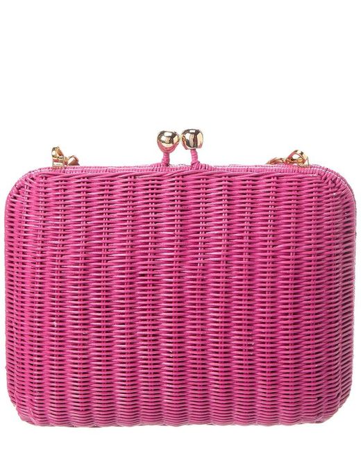 Serpui Pink Giulia Wicker Shoulder Bag