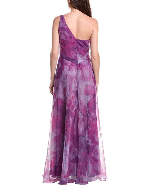 Rene Ruiz Purple One-Shoulder Organza Gown