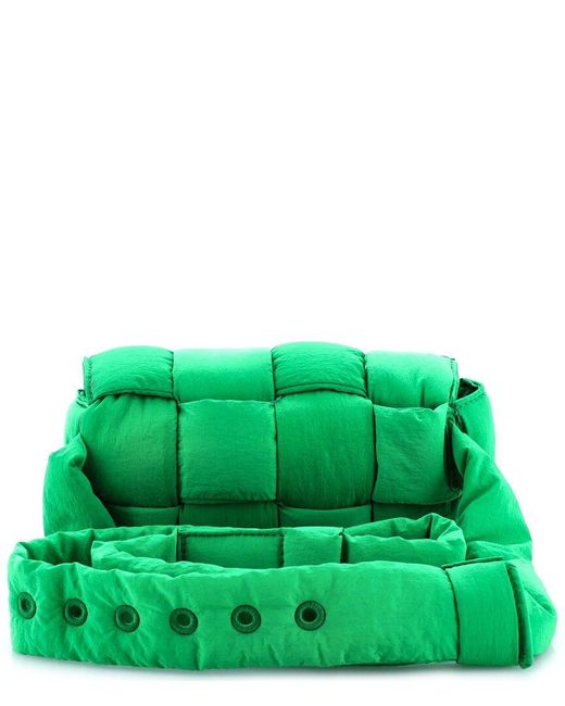 Bottega Veneta Green Maxi Intrecciato Nylon Cassette Crossbody (authentic Pre- Loved)