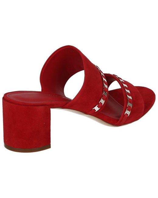 Ferragamo Red Trabia Vara Chain Block Leather Sandal