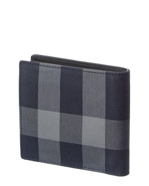 Burberry Blue Check Canvas Bifold Wallet for men