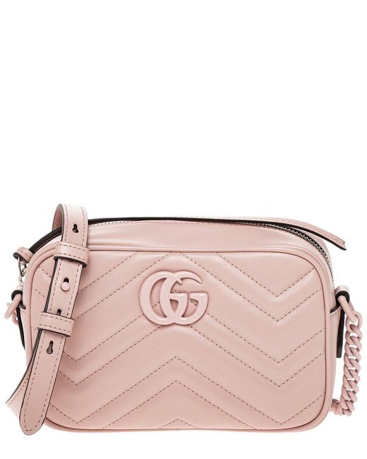 Gucci Pink GG Marmont Mini Matelasse Leather Crossbody