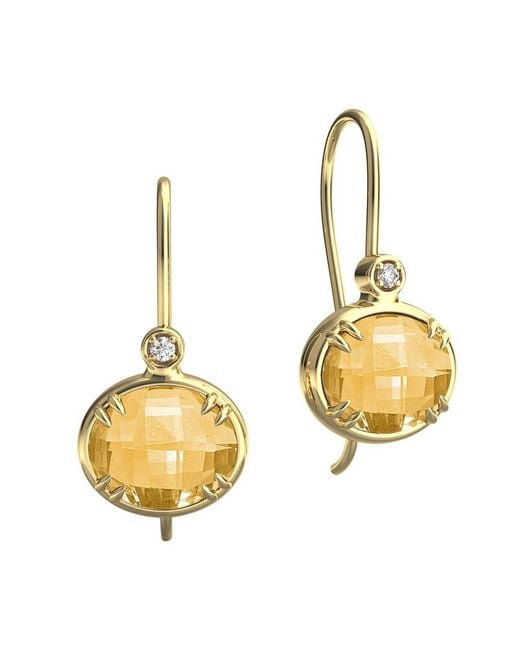 Reiss Metallic 14K 4.95 Ct. Tw. Diamond & Citrine Earrings