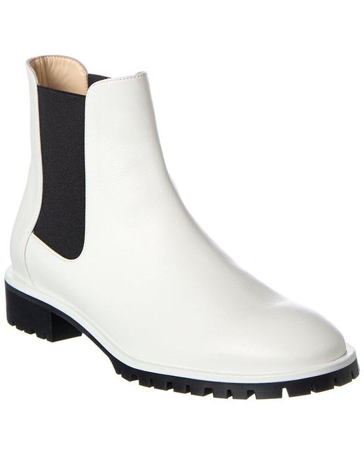Stuart Weitzman Laine Leather Bootie in White | Lyst