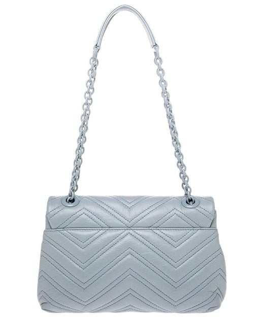 Gucci Gray Gg Marmont Small Matelasse Leather Shoulder Bag