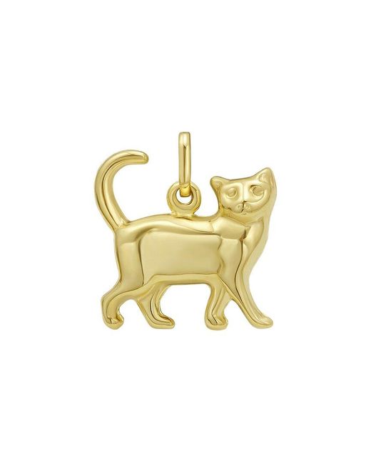 Italian Gold Metallic 14K Cat Charm Pendant