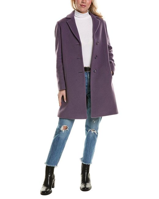 Cinzia Rocca Purple Wool & Cashmere-blend Coat