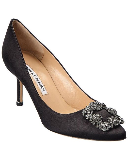 Manolo Blahnik Hangisi 70 Satin Pump in Black | Lyst