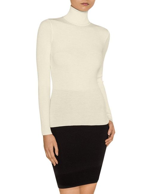 Wolford White Fine Rib Wool Pullover