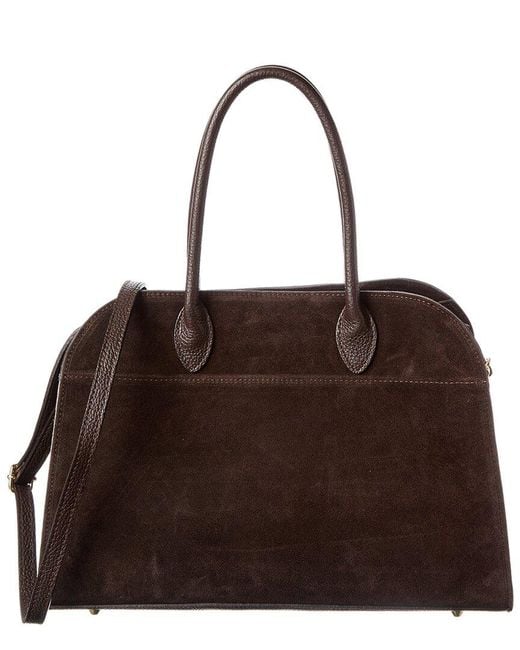 Persaman New York Brown Valeria Suede Bowling Bag