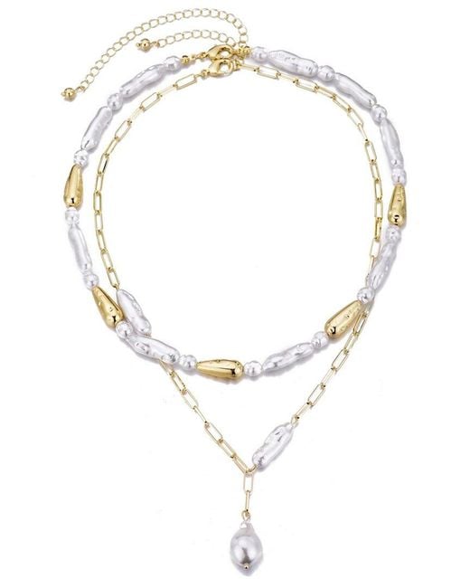 Adornia Metallic Beaded Layered Lariat Necklace