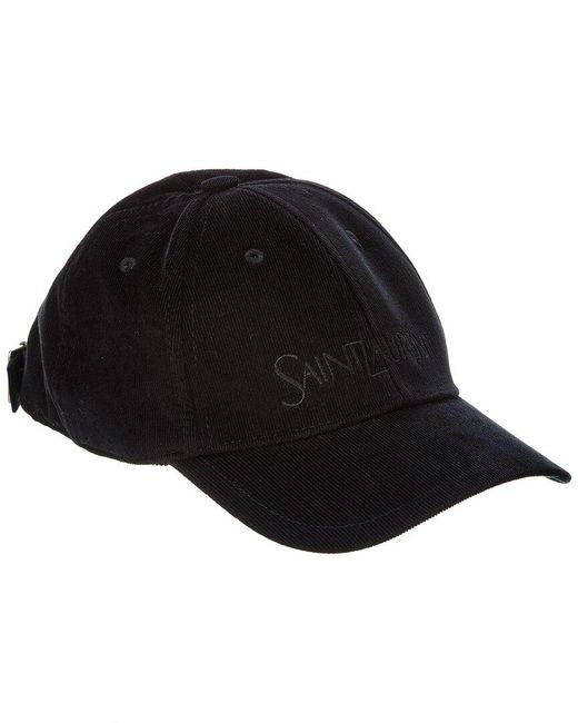 Saint Laurent Black Vintage Corduroy Cap for men