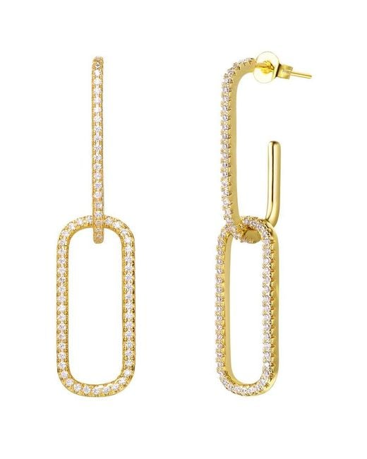 Genevive Jewelry Metallic 14k Over Silver Cz Earrings