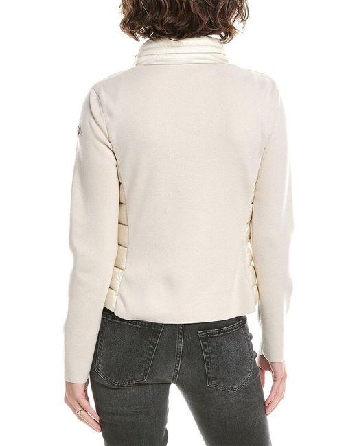 Moncler White Wool-Blend Zip-Up Cardigan