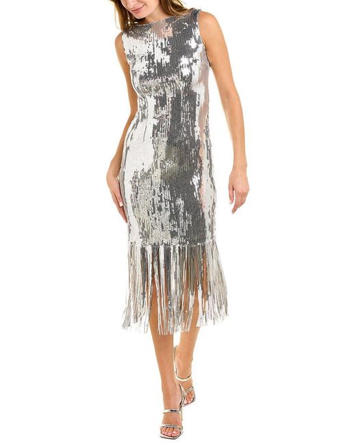 Nanette Lepore Metallic Nanette Lepore Deco Fringe Maxi Dress