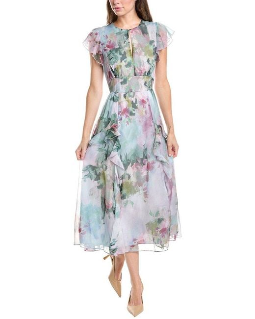 Ted Baker Blue Waterfall Ruffle Midi Dress