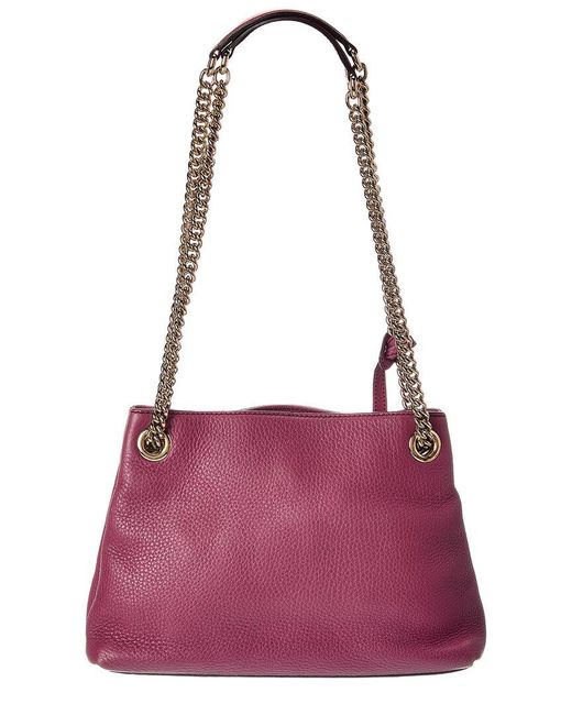 Gucci Purple Peonia Pebbled Calfskin Leather Small Soho Chain Shoulder Bag (authentic Pre-loved)