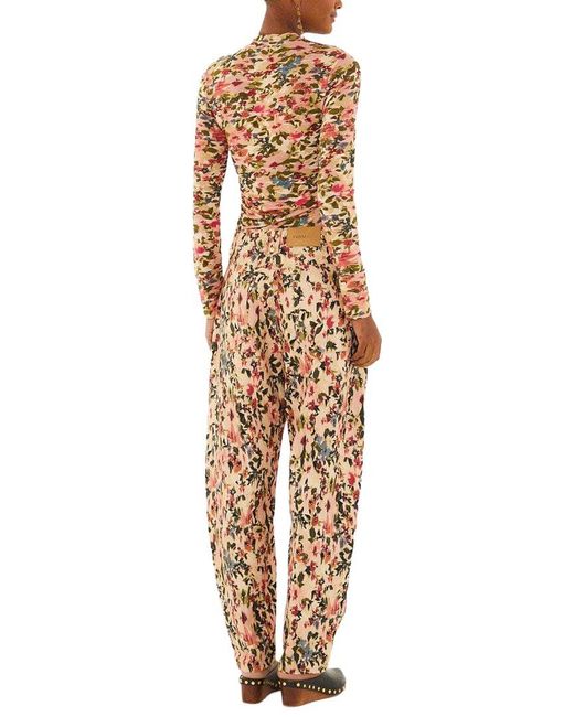 Farm Rio Metallic Tiny Flowers Canvas Ballon Pant