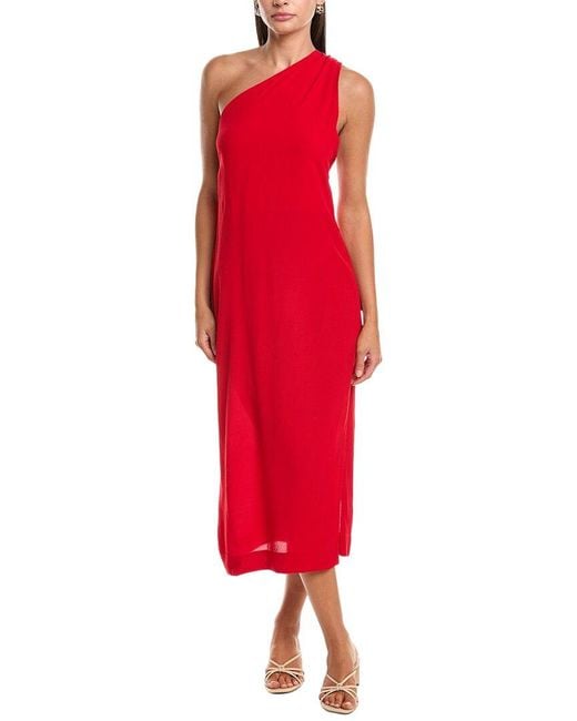 Haight Red Angelina Linen-Blend Midi Dress