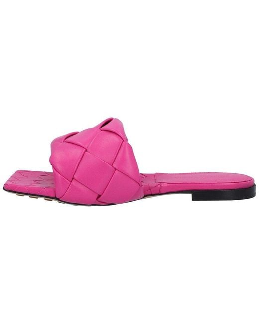 Bottega Veneta Pink Lambskin Leather Lido Flat Sandal, Never Worn (Authentic Pre-Loved)