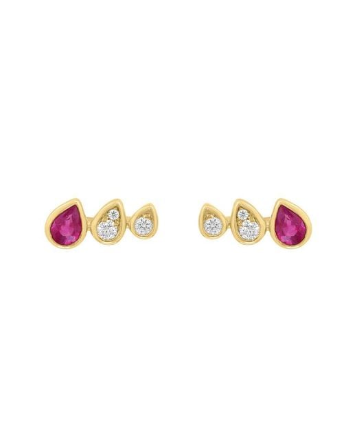 Effy Fine Jewelry Metallic 14K 0.57 Ct. Tw. Diamond & Ruby Earrings