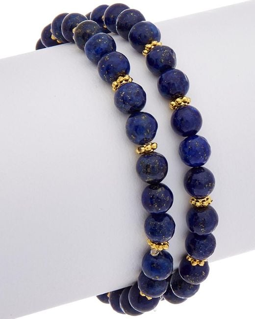 Rachel Reinhardt Jewelry Blue 14k Over Silver Gemstone Stretch Bracelet