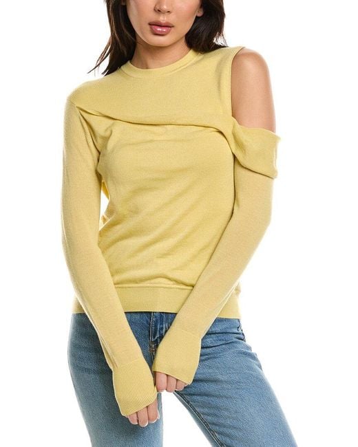 3.1 Phillip Lim Yellow Draped Fallen Shoulder Wool-Blend Pullover