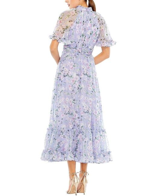 Mac Duggal Blue Print Evening Midi Dress