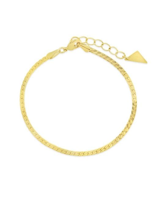 Sterling Forever Metallic 14K Plated Bentley Flat Herringbone Chain Bracelet