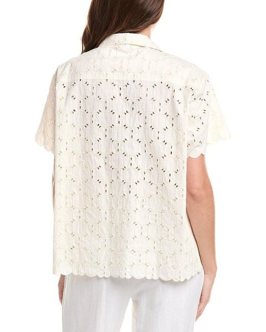 Moncler White Eyelet Shirt