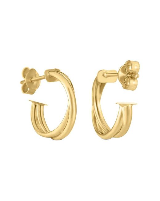 Italian Gold Metallic 14K Double Row Hoops