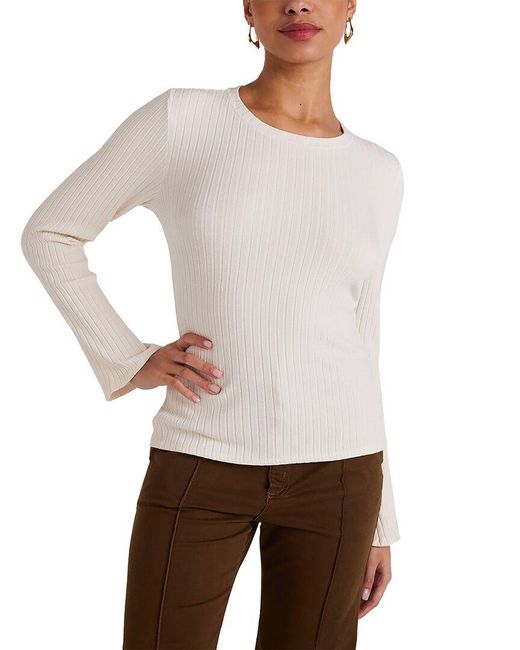 Bella Dahl White Rib Crew T-Shirt