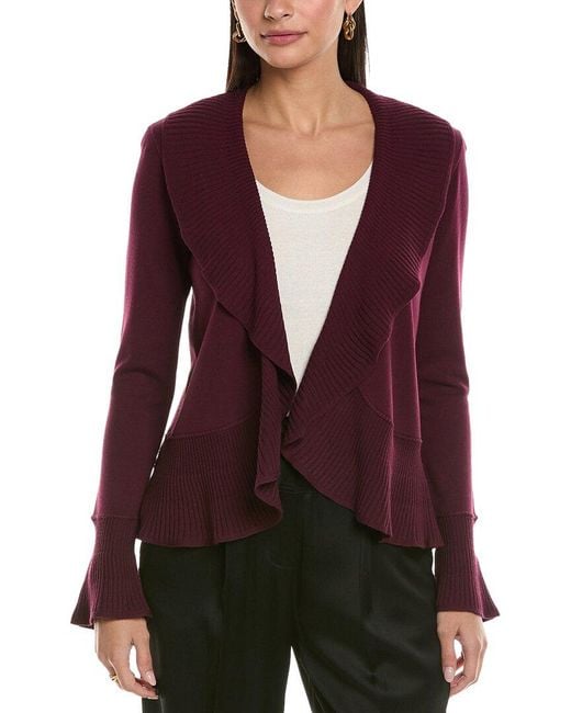 St. John Purple Ruffle Cardigan