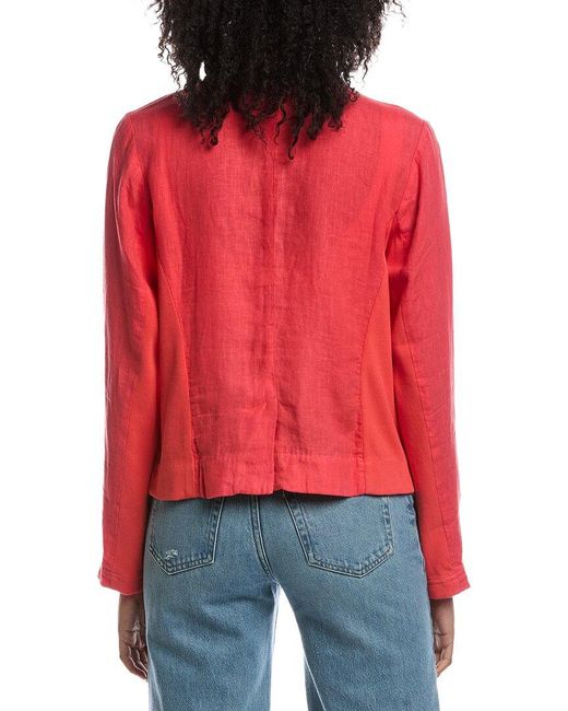 Michael Stars Red Pearson Ribbed Mixed Linen Blazer